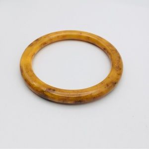 Vintage Bakelite Bangle Bracelet Butterscotch Color Yellow Brown Mix
